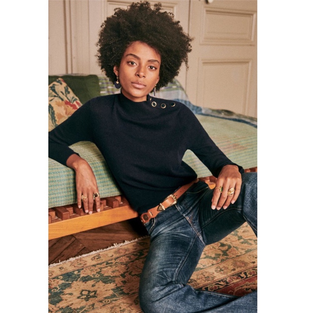 Sezane Black Turtleneck Sweater